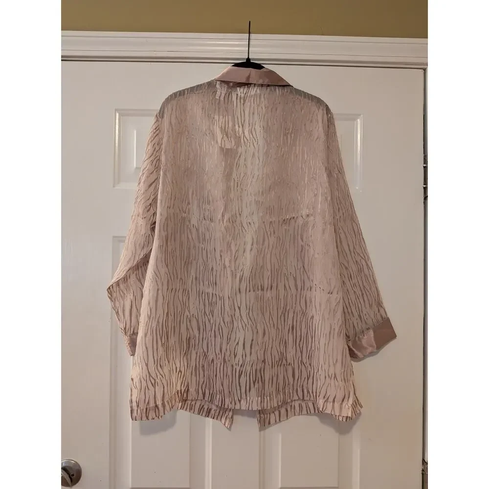 Cabernet Sleepwear Lounge Set NWT Sheer Gold Zebra Duster Slip Dress Size Medium